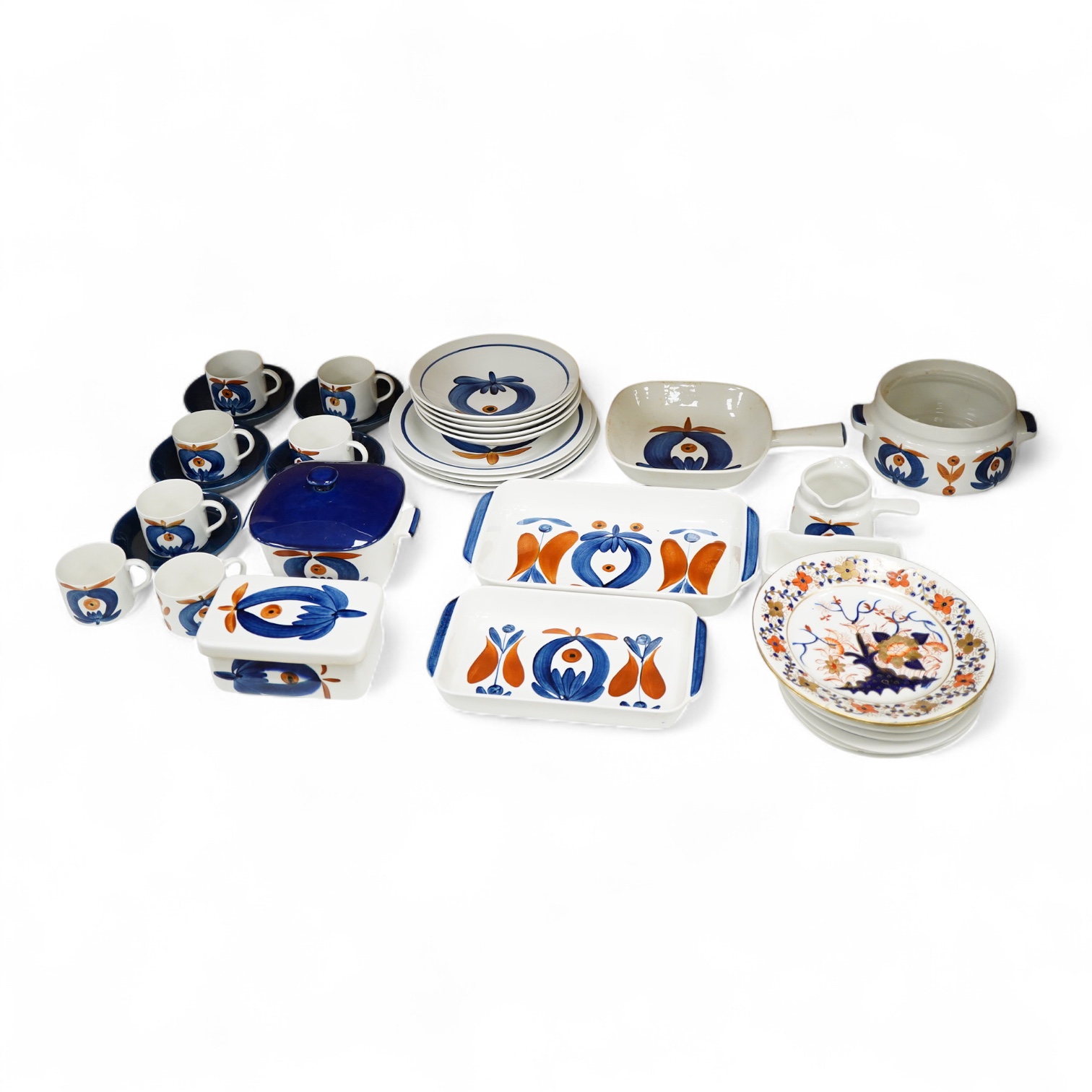 A Rorstrand Polka pattern part dinner service, designed by Marianne Westman
